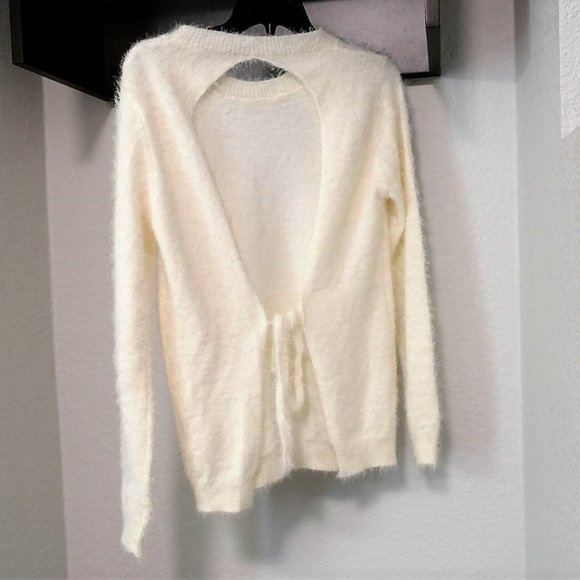 Fuzzy Open Back Tie Sweater Size Small - Picture 3 of 11